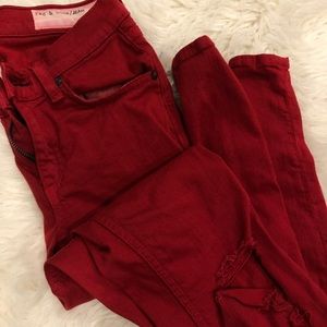 Rag and bone red ripped skinny jeans